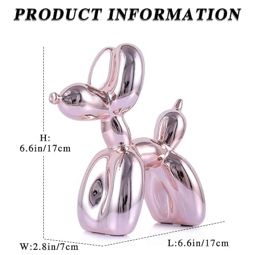 XIAOMAGG Pink Balloon Dog Decor - Animal, Shelf & Modern Desk Statue - Office Gold Decorations thumbnail 3