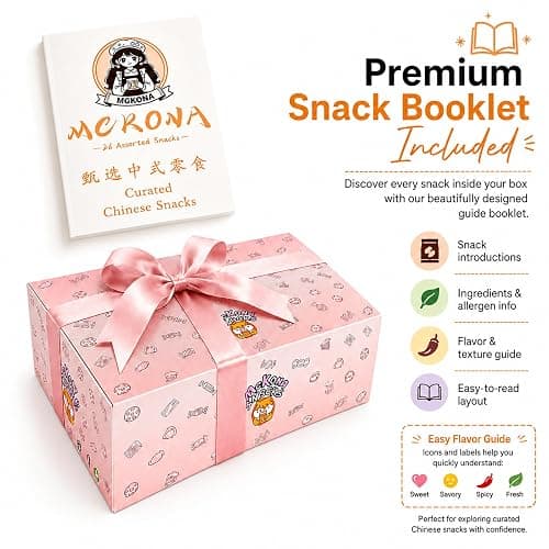 Mckona Chinese Snack Box, 26 Count Asian Snacks Variety Pack for Adults, Individually Wrapped Assorted Snack Box with Candy, Jelly, Dried Fruit, Puffed, Tofu Snacks & Savory Treats, Snack Gift Box thumbnail 5