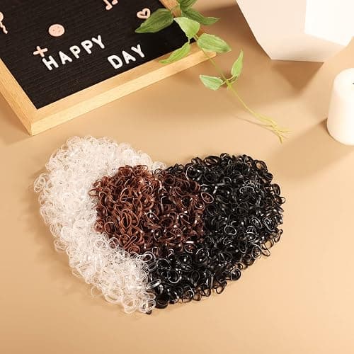 Funtopia 2500 Pcs Small Hair Ties, Mini Rubber Hair Bands with Organizer Box, Hair Elastics for Women Girls Kids Toddlers Braiding and Daily Hairstyles (Clear, Black, Brown) thumbnail 5