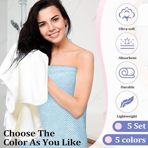 Mixweer 20 Pcs Bath Towel and Washcloths Set for Bathroom Includes 5 Bath Towels 5 Hand Towels 10 Washcloths, Soft Coral Velvet Absorbent Quick Dry for Sports Shower Hotel Spa(Multicolor) thumbnail 4