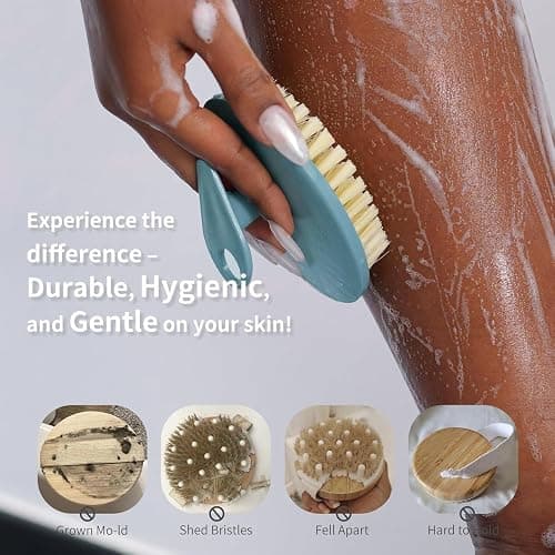 Body Scrubber 2 Pack, BEAUTAIL Shower Bath Brush, 1 Pack PP Body Brush Gray and 1 Pack Silicone Body Scrubber Black, Gentle Exfoliating for Women Men Baby Sensitive Skin thumbnail 2