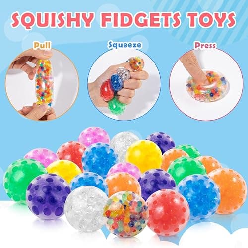 24 Pack Fidgets Stress Balls for Kids Adults, Squishies Ball Toys Pack, Stress Relief Sensory Stress Ball for Autism, Squishy Toys for 3 4 5 6 7 8 9 10 Boys Girls Gifts thumbnail 3