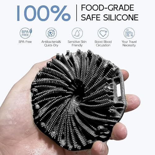 Silicone Body Scrubber, Exfoliating Body Wash Scrubbers Exfoliator, Shower Body Brush for Effective Showering Exfoliation and Gentle Massage (Black) thumbnail 2