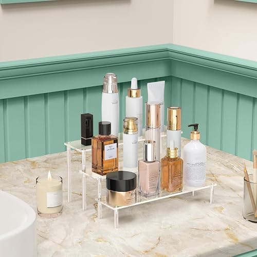 Aredpoook Acrylic 3 Tier Perfume Organizer Display, Cupcake Stand Holder, Large Shelf Risers for Figures, Dessert Shelves for Party, Riser Stand for Decoration and Organizer, Clear thumbnail 5