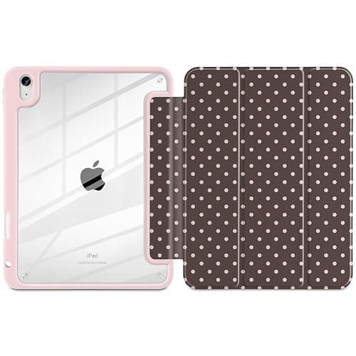 TWOLSKOO for iPad 11th & 10th Gen Case with Pencil Holder, Trifold Stand, Auto Sleep/Wake, Clear Acrylic Back with TPU Bumper, for iPad 11-inch (2025, A16 Chip) & 10.9-inch (2022), Chocolate Polka Dot thumbnail 8