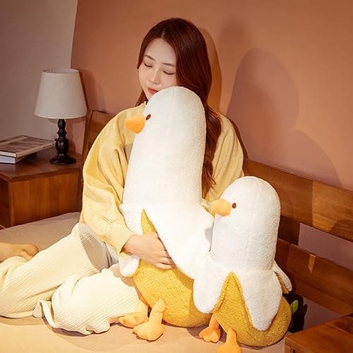 PEACH CAT Banana Duck Plush Toy Cute Plushie Hugging Plush Pillow Duck Stuffed Animal for Girls and Boys White 35.4" thumbnail 7