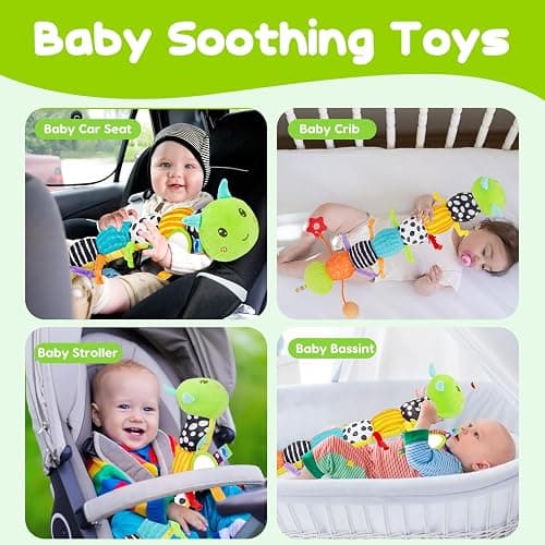 Baby Sensory Toy 0-6 Month Music Animal Stuffed Plush Caterpillar Toy for Infant 0-3-6-12 Month Old Tummy Time with Mirror Crinkle Rattle Toys for Newborn Boys Girl Shower Gifts Easter Basket Stuffer thumbnail 5