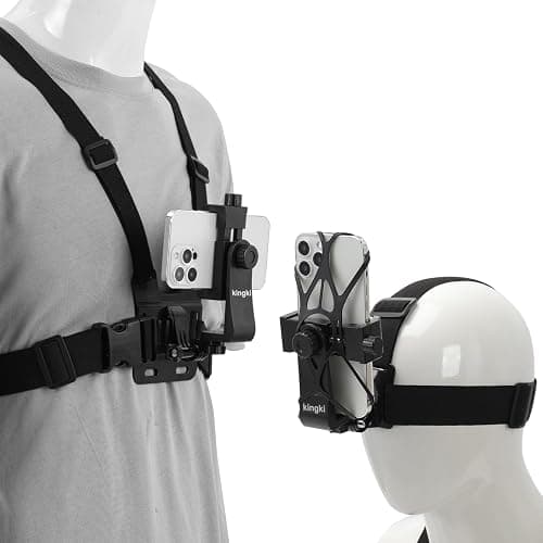 KINGKI Mobile Phone Chest Strap Harness Mount Head Strap Holder Kit for POV/VLOG,Cell Phone Clip Compatible with iPhone,Samsung,GoPro Hero 12, 11,10, 9, 8, AKASO,DJI Osmo,and Action Cameras… - Image 1