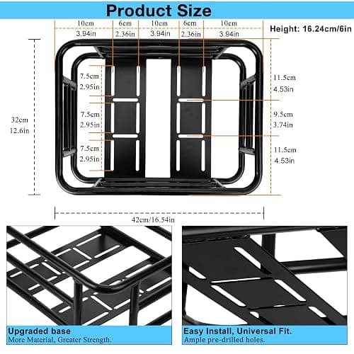 Bike Basket Rear - Large Capacity Heavy Duty Bicycle Basket with Liner,Cargo Net,Waterproof Cover - Ebike Accessories for Adult Bikes,Electric Bike,Carrying Grocery,Ball,Dog thumbnail 5