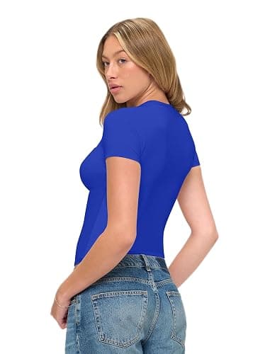 Natural Uniforms Womens Super Soft, Super Stretch Y2K Short Sleeve Baby Tee Crop Top thumbnail 2