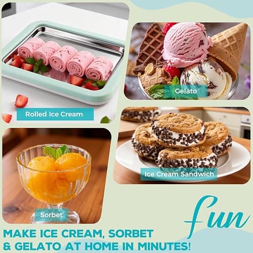Rolled Ice Cream Maker with Quick Start Guide - DIY Instant Ice Cream Tray Kit, Includes 2 Scrapers for Manual Homemade Ice Cream Rolls, Frozen Yogurt, Sorbets & Slushies, No Electricity Needed（green） thumbnail 5