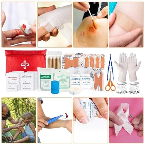 Survival Kit, 250Pcs Survival Gear First Aid Kit with Molle System Compatible Bag and Emergency Tent, Emergency Kit for Earthquake, Outdoor Adventure, Hiking, Hunting, Gifts for Men Women thumbnail 7