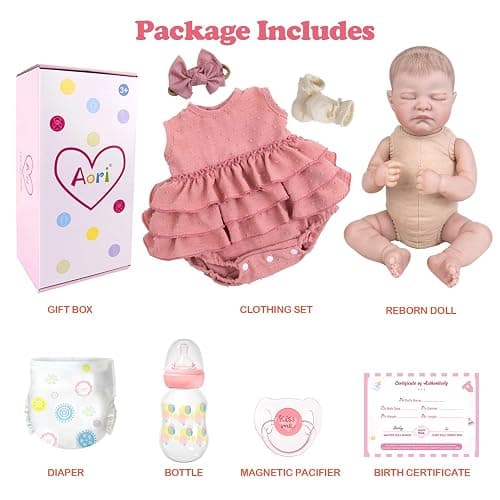 Aori Realistic Reborn Baby Dolls - 20" Lifelike Sleeping Newborn Girl with Magnetic Pacifier, Poseable Limbs, Hand-Painted Skin, Soft Body for Girls 3+ thumbnail 7