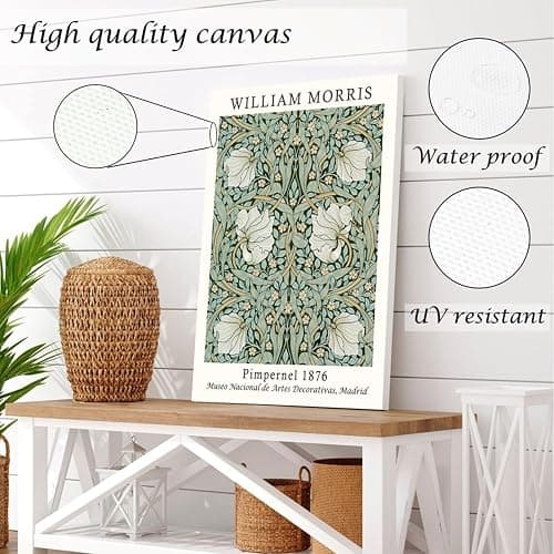 Induslyfe Framed Flower Wall Art Canvas Decor Set of 3, William Morris Wall Art Framed Prints Posters Mid Century Modern Art, Aesthetic Floral Botanical wall art for bedroom living room bathroom 12x16 thumbnail 5