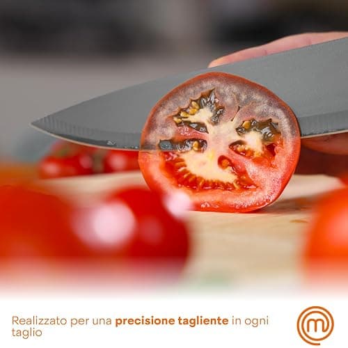 MasterChef Set Coltelli da Cucina con Ceppo Universale, Portacoltelli con Lama Affilato per Pane, Carne, Verdure e altro, Acciaio Inox, Prova di Calore, Manici Neri, 5 Pezzi, Nero thumbnail 6