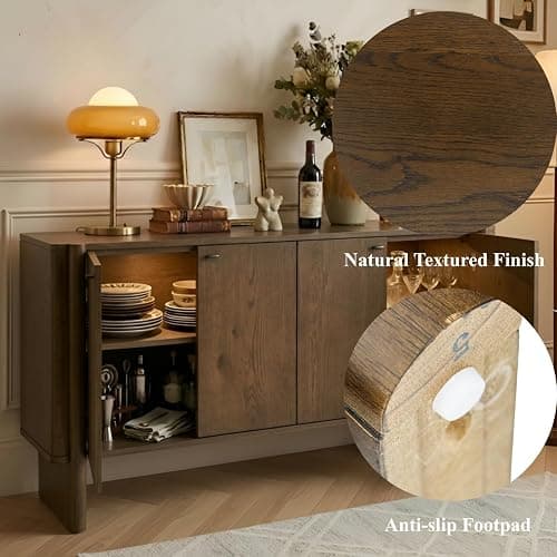 CIMOTA Brown Sideboard Buffet Cabinet with Storage, Entryway Accent Cabinet Modern Farmhouse Buffet Coffee Bar Station, Wooden Media Console Table Credenza for Living Room Kitchen Hallway thumbnail 5