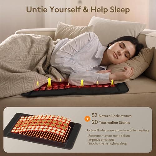 UTK Heating Pad for Back, 5X Deeper Back Pain Relief, Far Infrared Heating Pad with Natural Jade, FSA-HSA Eligible, Hotter to 159℉, 4H Auto Off, Travel Bag, Memory Function, 23.5"×16", Gifts for Women thumbnail 3