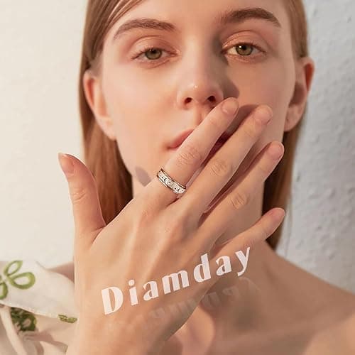 Diamday Anneaux Spinner pour Stress et Anxiété - Fidget Band en Acier Inoxydable avec Finition Sable Blast - Rouleaux Anti Stress pour Femmes et Hommes thumbnail 2