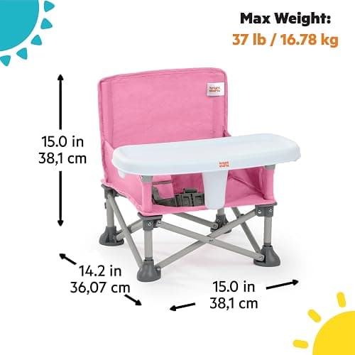 Bright Starts Pop 'N Sit Portable Booster, Indoor/Outdoor Use, Floor Seat with Feeding Tray, Pink, 6 Mos - 3 Yrs thumbnail 3