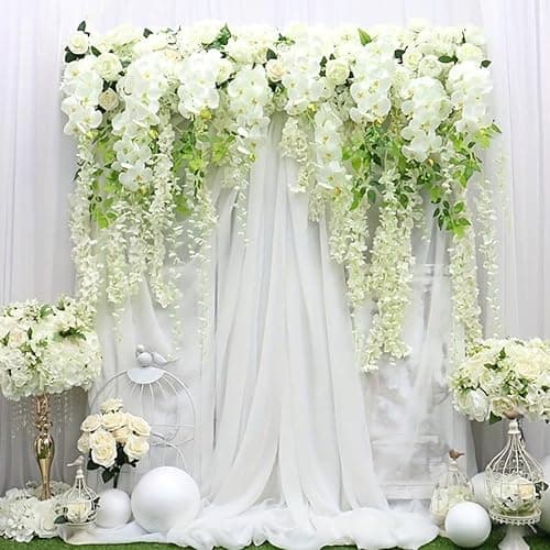 WONICE Artificial Wisteria Hanging Flowers Fake Wisteria Flower Garland Silk Vines Rattan Decor for Home Wedding Arch Wall Garden Greenery Bedroom Outdoor Office Party Decoration (36, White) thumbnail 6