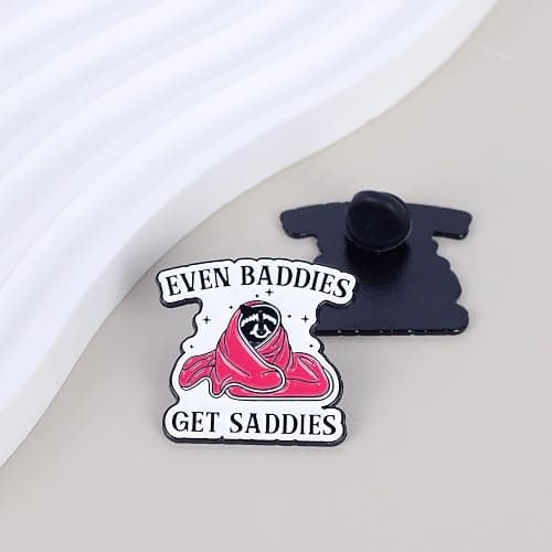 Anxiety Pin Brooch, Even Bad Get Saddies Racoon Meme Enamel Pins, Gift For Anxious Friend Therapist, Mental Health Awareness Brooches, Depressed But Dressed Badge, Emotional Support Decorative Jewelry Accessories thumbnail 4