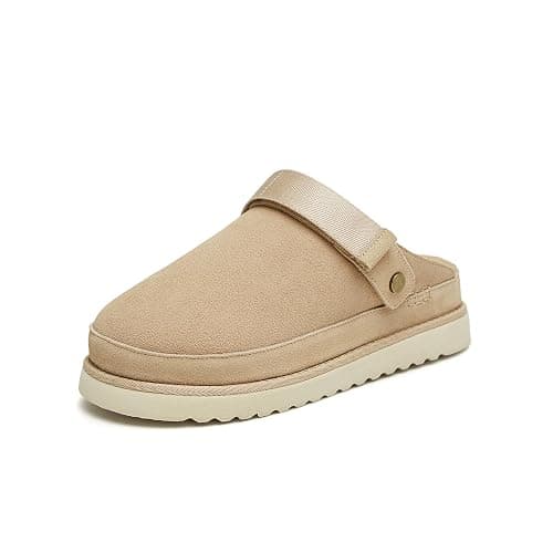 Womens Clog Platform Mules Clogs with Back Strap Women Suede Slipper Fall Shoes - Image 1