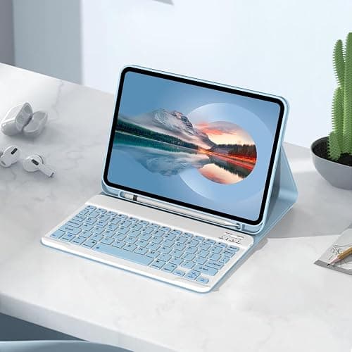 Keyboard Case with Pencil Holder for iPad 11th Generation (A16), 10th Gen | Detachable Wireless Keyboard, Support 3 System, Folio Stand, Soft TPU Back Shell for iPad 11th/10th 2025/2022, Light Blue thumbnail 6