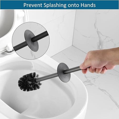 BVL Toilet Brush and Holder Set Black Freestanding for Bathroom thumbnail 6