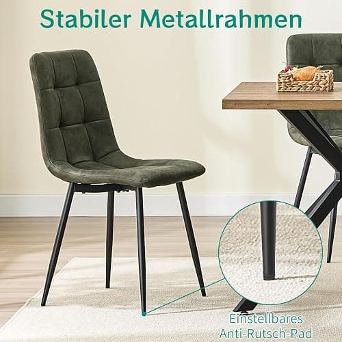 LEWE Esszimmerstühle 6er Set,Technologietuch Gepolsterter Stuhl mit Hohe Rückenlehne, Metallfuß, Küchenstühle, Esstisch Stühle für Esszimmer,Küche & Wohnzimmer thumbnail 6