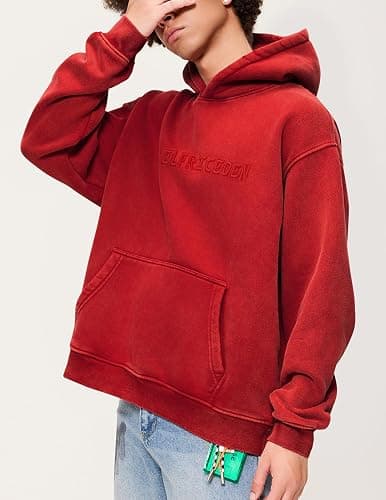 Aelfric Eden Hoodies Mens Acid Wash Hoodie Oversized Vintage Heavyweight Cotton Fleece Hooded Pullover Sweatshirt thumbnail 2