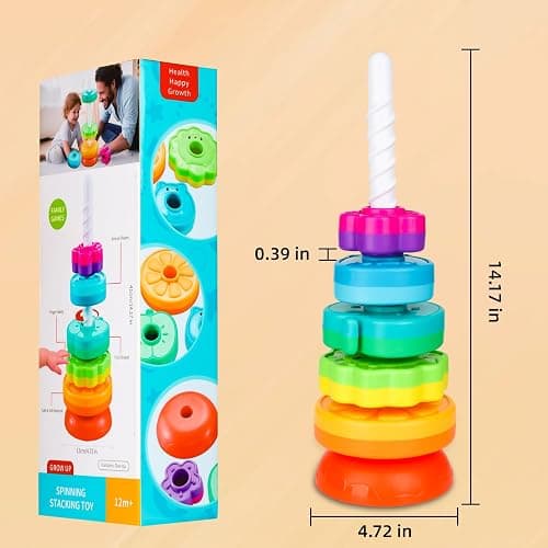 BYFWH Spinning Stacking Toys for Babies 12+ Month Ring Stacker Stacking for Toddlers 1-3 Montessori Toys,Educational Learning Sensory Toy for Kids Easter Christmas Birthday Present for Baby thumbnail 3