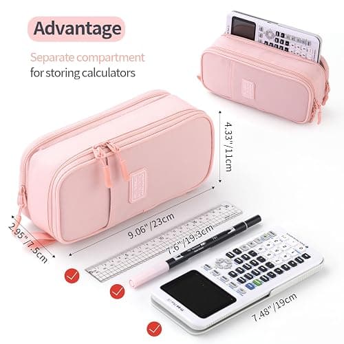 CICIMELON Large Pencil Case Big Storage Pen Pouch Bag with Compartment for School Supplies Office College Teen Boys Girls Adults, Upgraded Pink - Upgraded Pink thumbnail 3