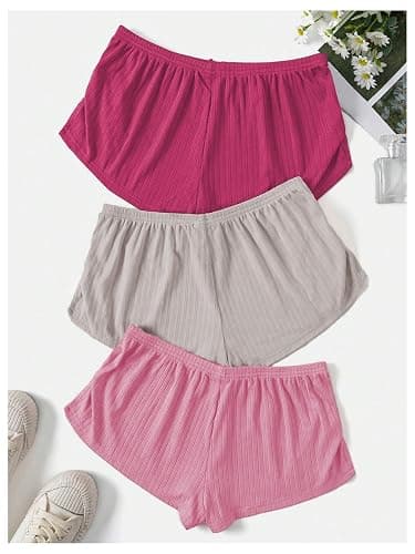 SHENHE Women's 3 Pack Soft Pajama Shorts Elastic Waist Solid Lounge Shorts Sleepwear thumbnail 2