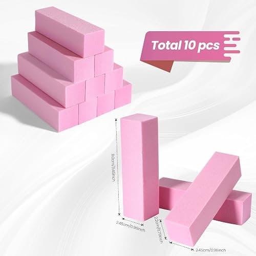 Set mit 10 Buffer Feile für Nägel, Professionelle Nagel Buffer zum Schleifen von Acryl-oder Natürlichen Gelnägeln, Buffer für Nägel 4 waschbare Seiten für Maniküre - Rosa thumbnail 5