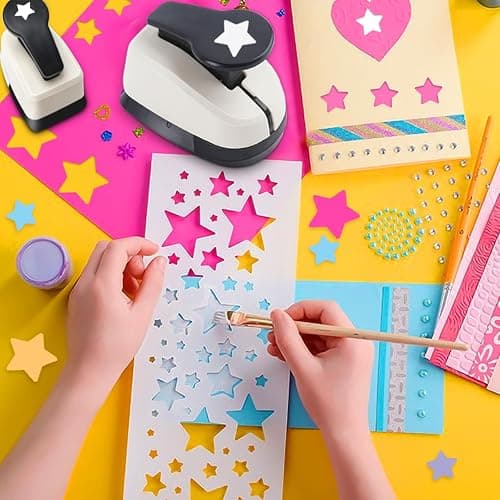 Star Hole Punch, Star Punch, Star Paper Punch, Star Hole Puncher, Star Puncher for Crafts, Star Lever Punch, 1 inch Craft Punch, 5/8 inch Hole Punch Shape, 3/8 inch Paper Punch for Crafting thumbnail 2