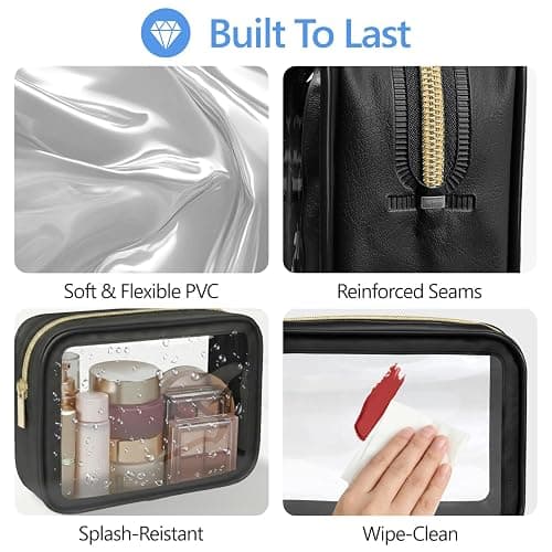 PACKISM Clear Makeup Bag - TSA Approved Toiletry Bag for Carry-on & Checked Luggage, Water Resistant Car Storage Organizer with Reinforced Seams thumbnail 8