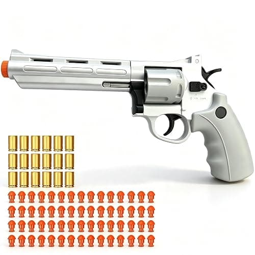 Toy Revolver Gun with Soft Bullets, Educational Model Gift for Ages 14+(White) - Image 1