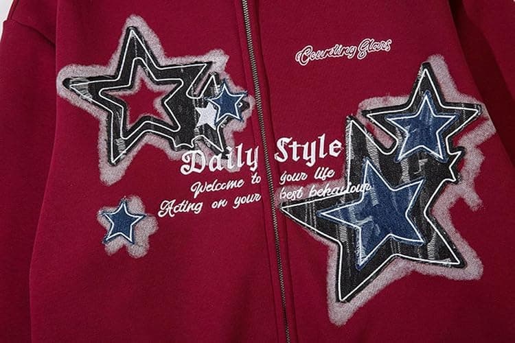 Lafaguw Graphic Hoodies for Women Men Zip Up Star Jackets Fashion Clothing Aesthetic Sweatshirts Gothic Clothes thumbnail 5