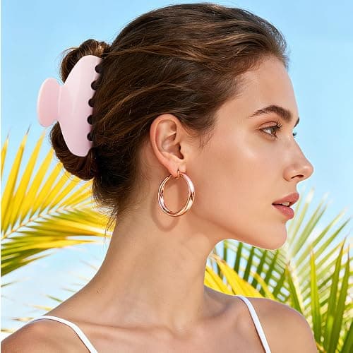 MAORULU Medium Cute Acetate Hair Claw Clips for Women Girls, 3 Inch Pink Claw Clips for Thin & Medium Thick Hair, Durable French Banana Clip with Gift Box, Celluloid Accessories (Pink) thumbnail 5