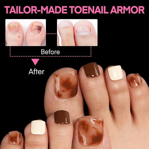 UNA GELLA Square Toe Nail Tips 216Pcs 15Sizes Full Cover Long Wider Toe Nail Tips Soft Gel Pre-etched Double Matte Fake Toe Nail Press Ons For Big Toe Nail Extensions Home DIY Nail Salon Soak Off - Square Toe Nail Tips thumbnail 7