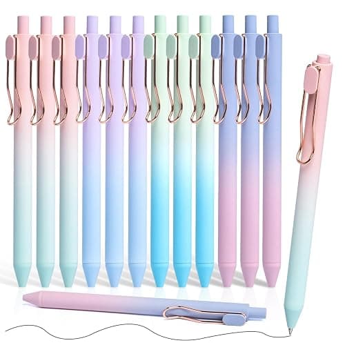 Drawdart Smooth Writing Pens, 12 Pcs No Bleed & Smear, Black Ink Fine Point (0.5mm), Retractable Aesthetic Journaling Pens for Women & Men thumbnail 8
