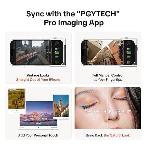 PGYTECH RetroVa Grip Kit for iPhone 17 Pro Max, Vintage Phone Case with Quick-Release Bluetooth Shutter Grip, MicroSD Slot, 1/4"-20 Thread, Physical Controls & App Integration - Graphite Black thumbnail 4