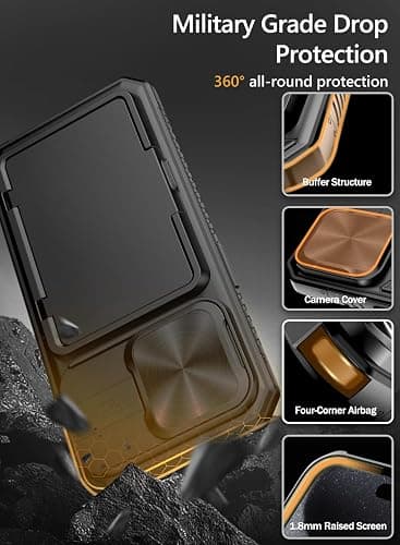 Vihibii for iPhone 15 Pro Case with Card Holder (4 Cards) & Slide Camera Cover & Kickstand, Shockproof Rugged Hard Back & TPU Soft Edge Wallet Phone Case for iPhone 15 Pro 5G 6.1" 2023, Black thumbnail 5