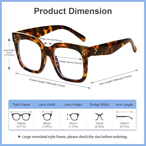 YMRFW Ovresized Blue Light Blocking Glasses for Women Men Square Computer TV Eyeglasses thumbnail 4