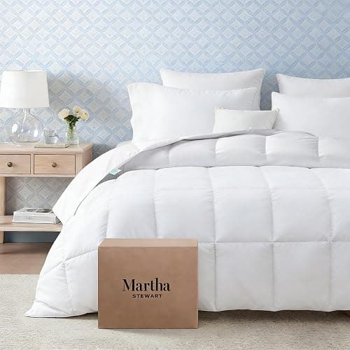 Martha Stewart Luxury White Goose Feathers Down Fiber Duvet Insert King Size - Hotel Collection 100% Cotton Cover Comforter, All Season Medium Warmth, Breathable, Hypoallergenic, 106 x 90 Inch thumbnail 8