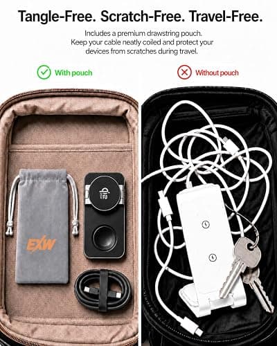 EXW Qi2.2 25W Charging Station for Apple, Foldable 3 in 1 Magnetic Charger for iPhone 17/16/15/14/13/12, Apple Watch Ultra/11-4 & AirPods, Includes 35W Adapter, 5FT Cable and Travel Storage Pouch thumbnail 7