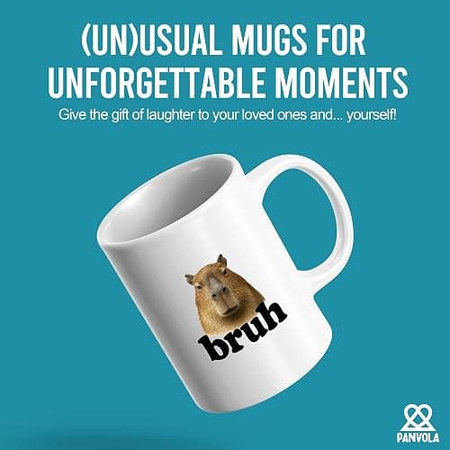 Panvola Capybara Bruh Pet Gift Ceramic Mug 11oz White | Hobby Gift Ceramic Mug Novelty Drinkware thumbnail 3