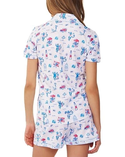 oklihoe 2-Piece Monkey Pajamas Set for Women Button Down V Neck Summer Y2K Lounge Set for Beach Vacation Jammies Party Gift thumbnail 5
