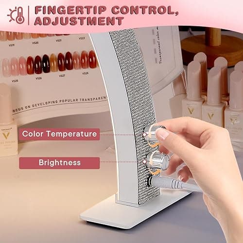 eccuslon Half Moon Light for Nail Desk with Phone Holder, 29" 50W Professional Desk Lamp with 3 Color Temperatures & Dimmer, Multi-Purpose Lighting for Eyelash Extensions, Nail Art, Tattoos, Reading thumbnail 4