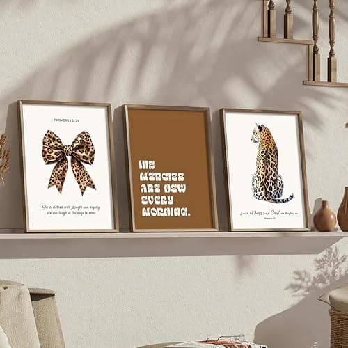 SQKMYSU Cheetah Poster Set of 6, Trendy Leopard Lucky 8 Ball Wall Art, Inspirational Bible Wall Decor Girly Preppy Canvas Painting Prints for Bedroom Living Room Dorm 8x10 inch Unframed thumbnail 6